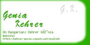genia kehrer business card